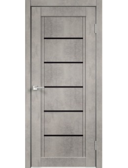 Дверь Velldoris NEXT 1, Муар светло-серый бетон, Лакобель черный