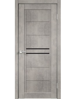 Дверь Velldoris NEXT 2, Муар светло-серый бетон, Лакобель черный