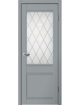  Межкомнатная дверь  Classic 1ПО серый,матовое стекло ромб