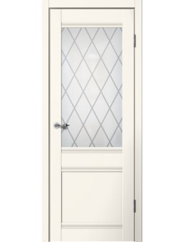 Межкомнатная дверь  Classic 1ПО ваниль,матовое стекло ромб
