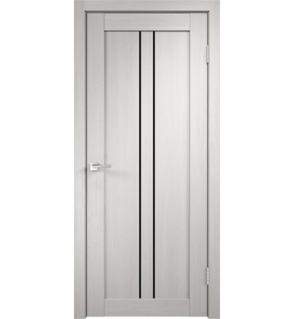 Межкомнатная дверь VellDoris LINEA 2 белый дуб, стекло черный лакобель