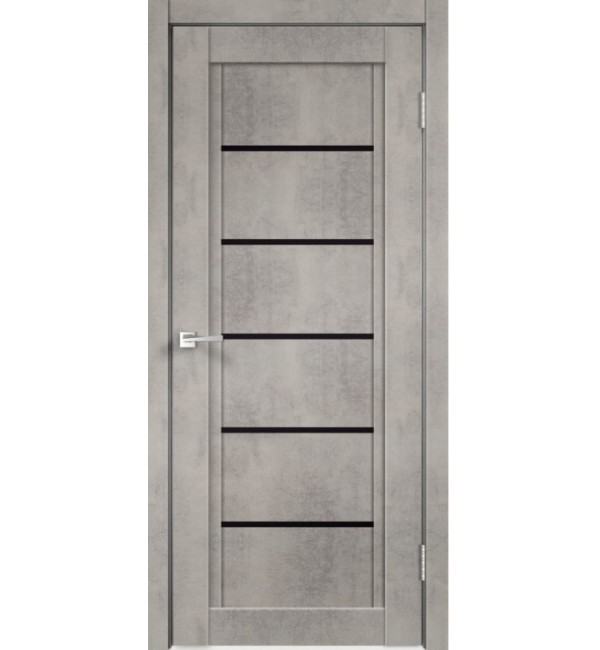 Межкомнатная дверь Velldoris NEXT 1, Муар светло-серый бетон, Лакобель черный