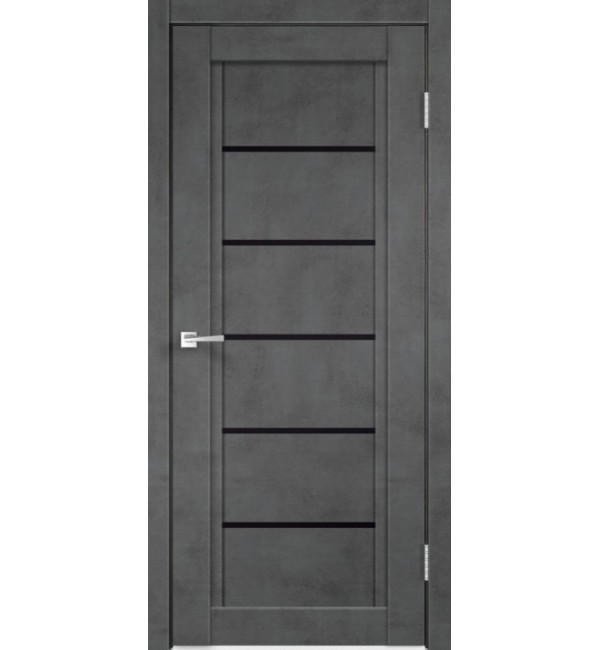 Межкомнатная дверь Velldoris NEXT 1, Муар темно-серый бетон, Лакобель черный