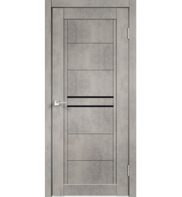 Межкомнатная дверь Velldoris NEXT 2, Муар светло-серый бетон, Лакобель черный