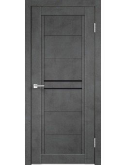 Межкомнатная дверь Velldoris NEXT 2, Муар темно-серый бетон, Лакобель черный