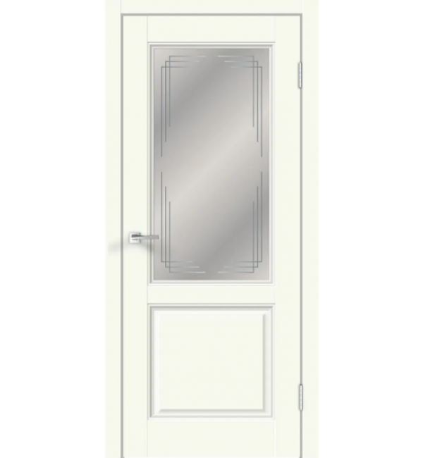 Межкомнатная дверь VellDoris  VILLA 2V Молочный эмалит Стекло Грани мателюкс