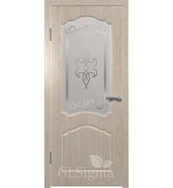 Межкомнатная дверь GL Sigma 32 ДО художественное стекло беленый дуб