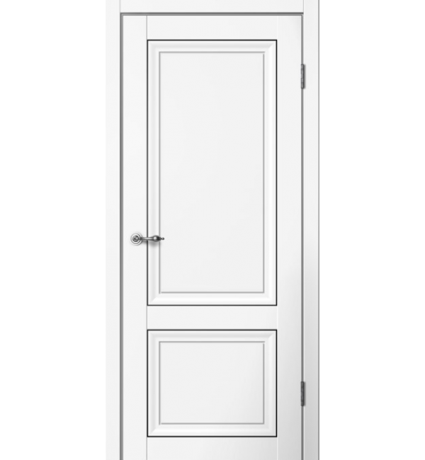 Межкомнатная дверь FlyDoors MONE M01 белая черный молдинг
