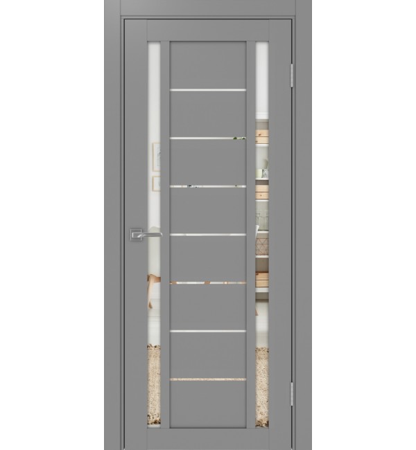 Межкомнатная дверь OPTIMA PORTE Турин 558.212 серый, зеркало