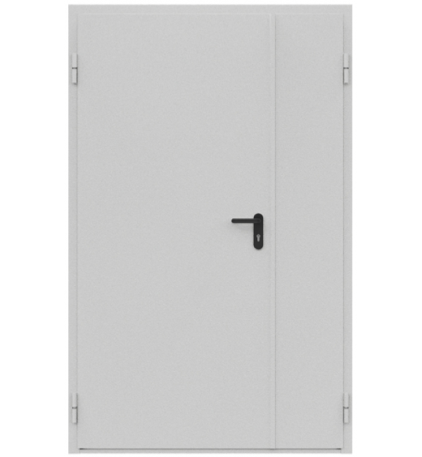 Противопожарная металлическая двустворчатая дверь МС (EI 60) RAL 7035 рамер 1180*2050мм
