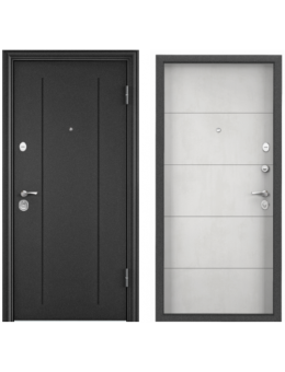 Входная дверь TOREX DELTA-100 Темно-серый букле графит RGSO /ПВХ Бетон известковый D28