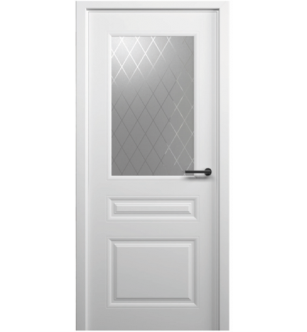 Межкомнатная дверь Albero Стиль 2 Стекло Рубин Эмаль Белый