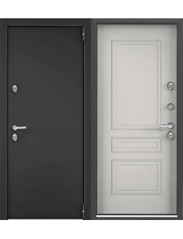 Входная дверь TOREX SNEGIR PRO Темно-серый букле графит/ПВХ Бьянко S60-NC3 КОМБО Терморазрыв