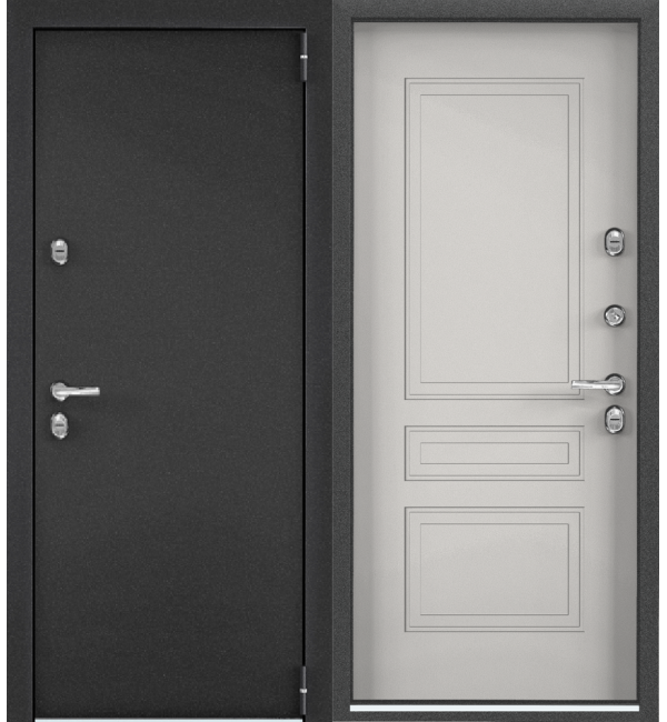 Входная дверь TOREX SNEGIR PRO Темно-серый букле графит/ПВХ Бьянко S60-NC3 КОМБО