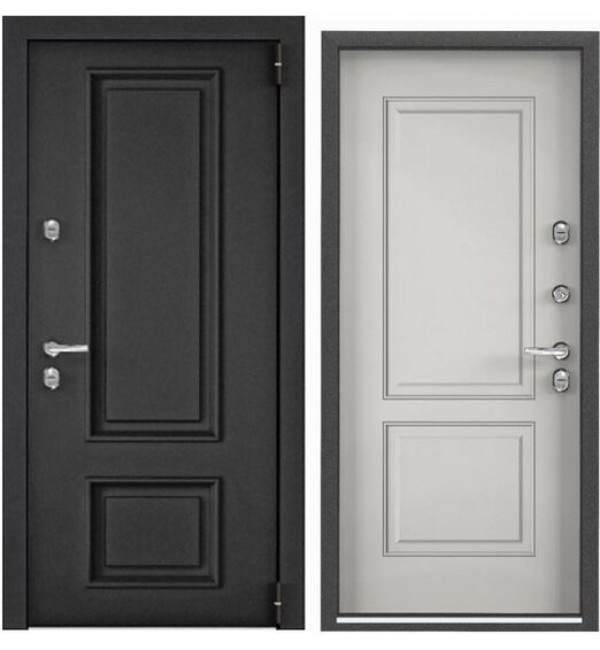 Входная дверь TOREX SNEGIR PRO FL Темно-серый букле графит FL-2/ПВХ Бьянко S60-C2