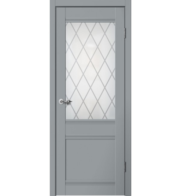 Межкомнатная дверь  Classic 1ПО серый,матовое стекло ромб
