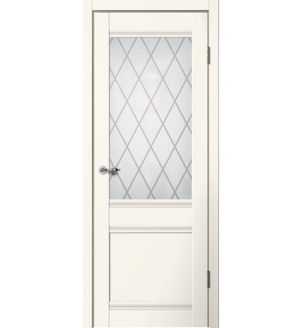 Межкомнатная дверь FlyDoors Classic 1ПО ваниль,матовое стекло ромб